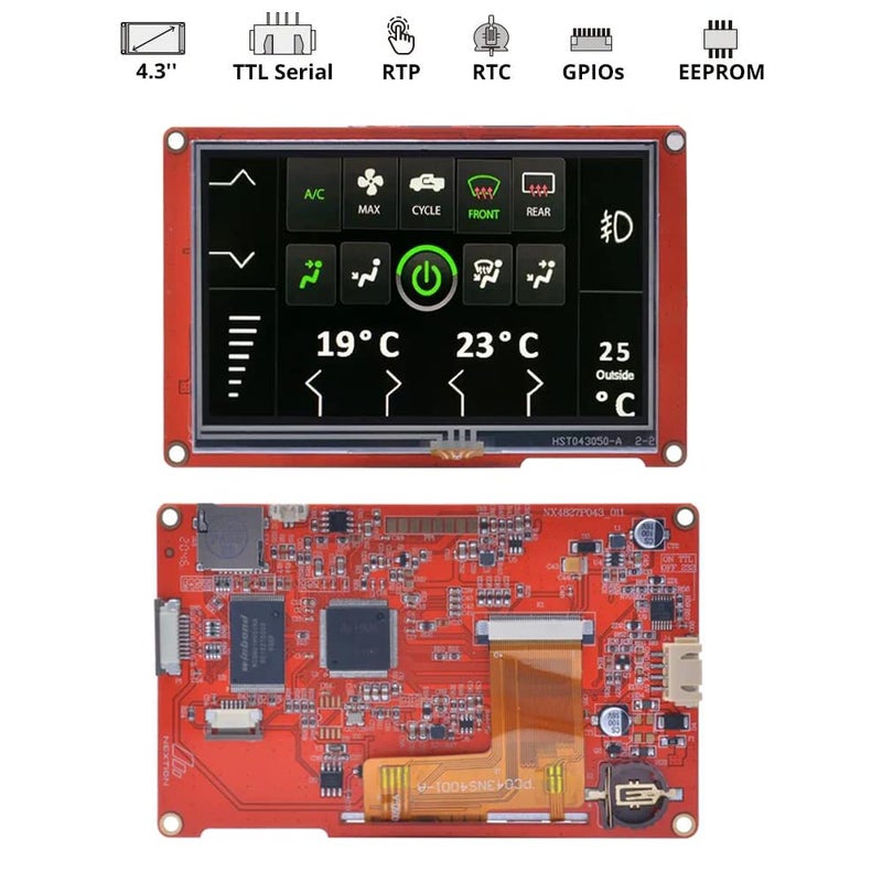 Ferwooh شاشة نكستيون الذكية 4.3 بوصة شاشة تعمل باللمس المقاومة 480x272 وحدة عرض LCD-TFT HMI NX4827P043-011R تدعم الصوت والفيديو - Image 4